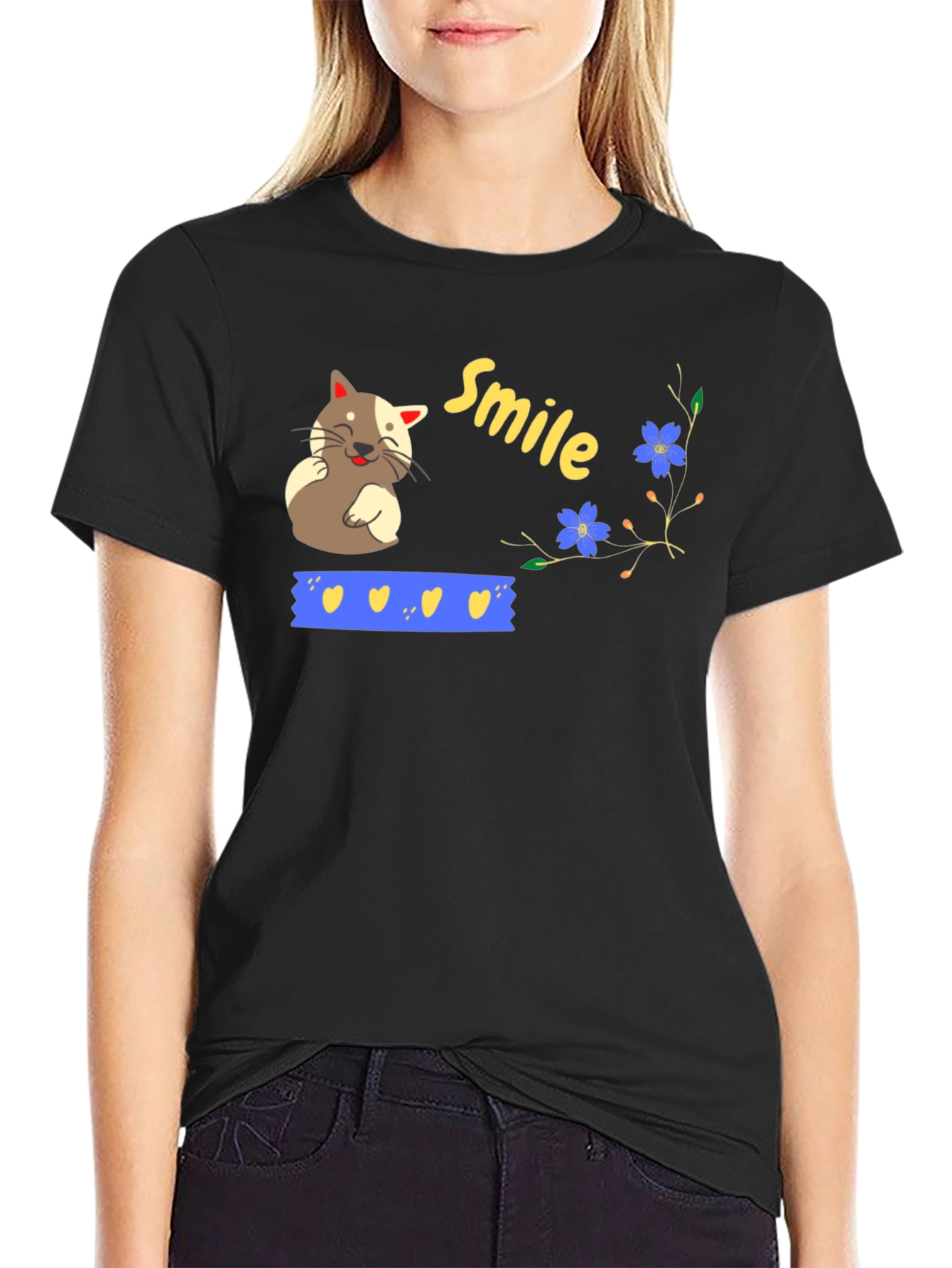 Cute Cat Smile Graphic T-Shirt