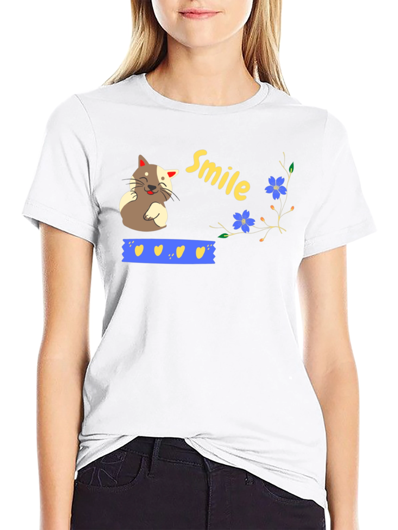Cute Cat Smile Graphic T-Shirt