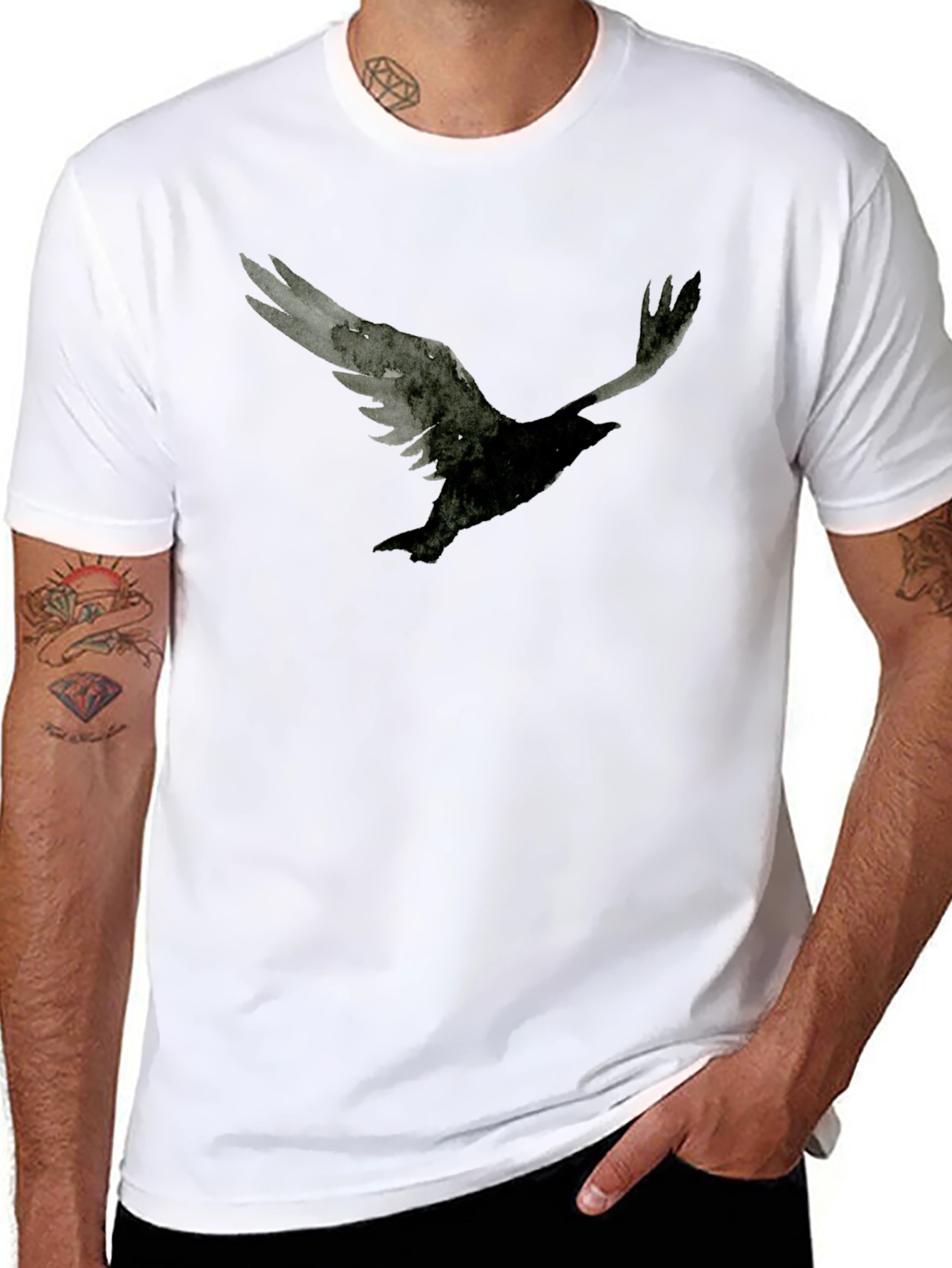 Raven Print Black T-Shirt