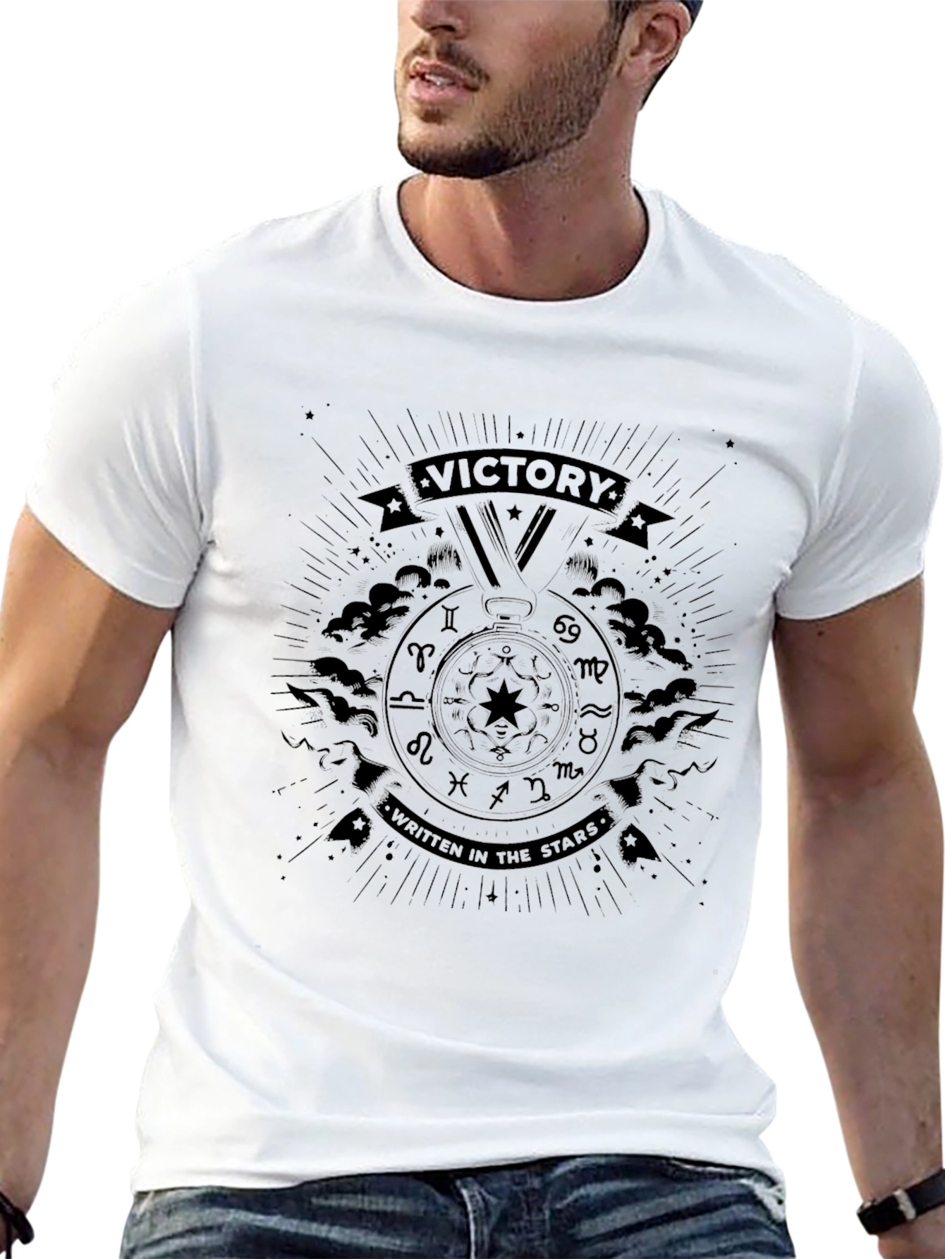 Victory Stars Graphic Black T-Shirt
