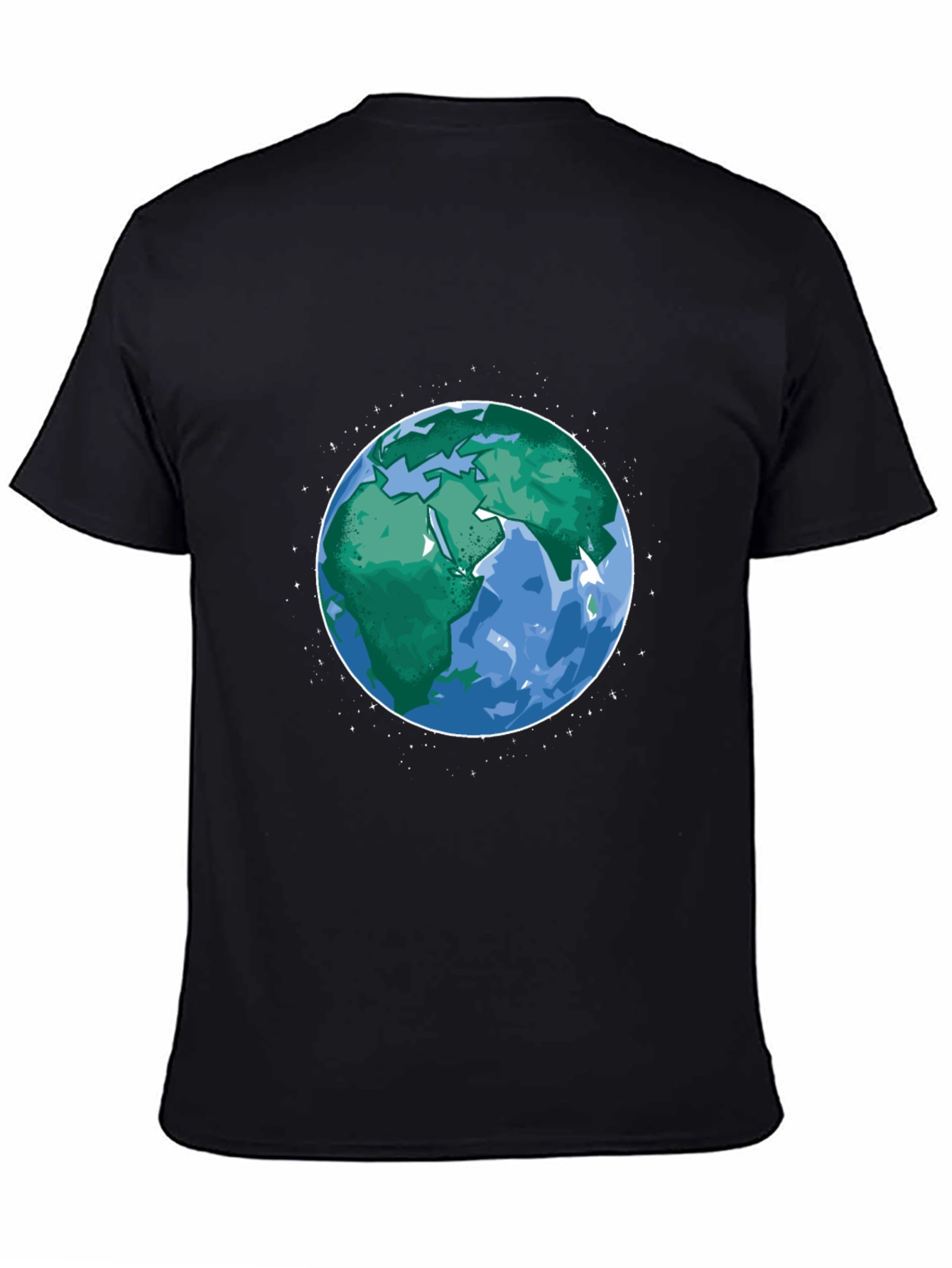 Earth Graphic Tee - Black Cotton Blend Casual T-Shirt