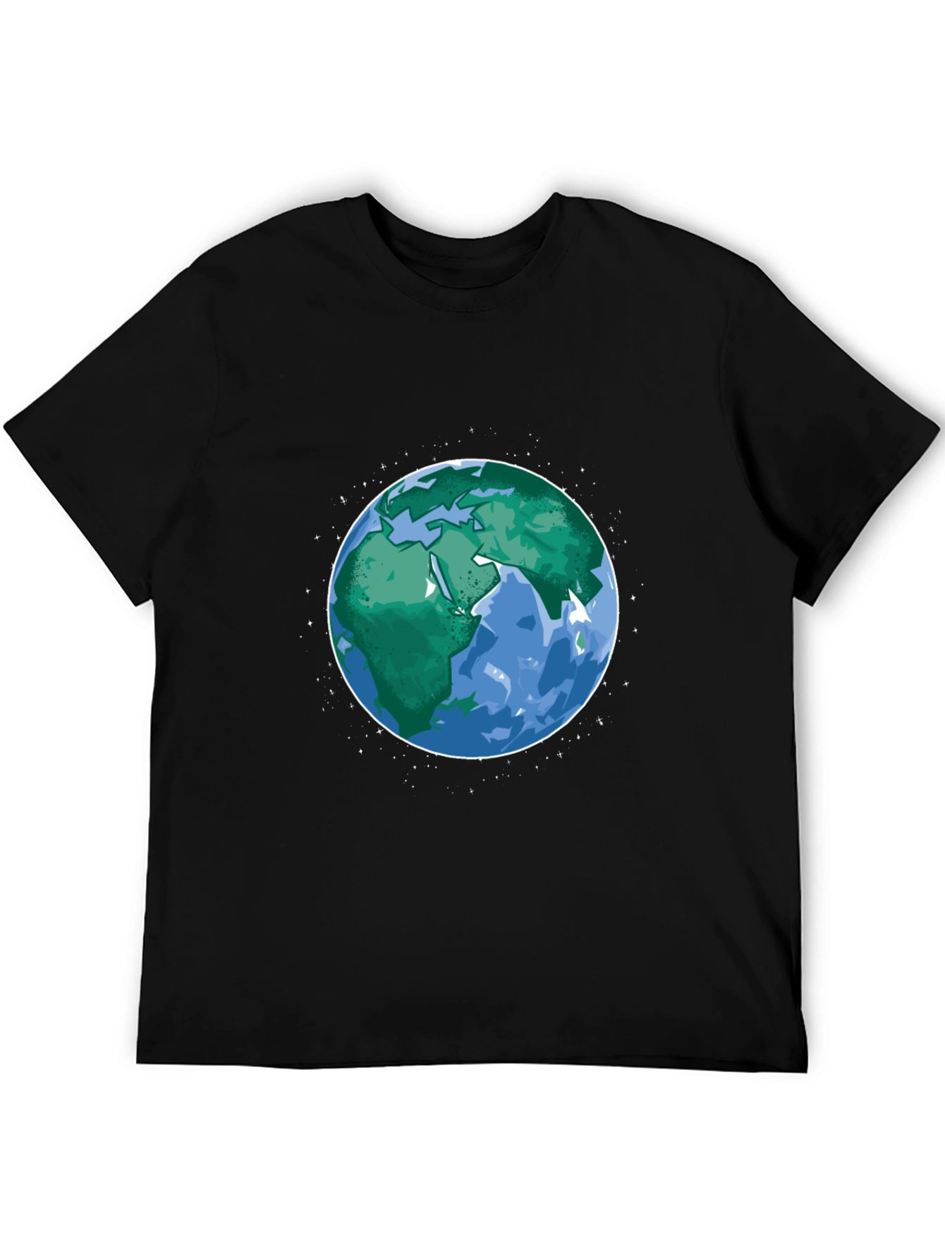 Earth Graphic Tee - Black Cotton Blend Casual T-Shirt