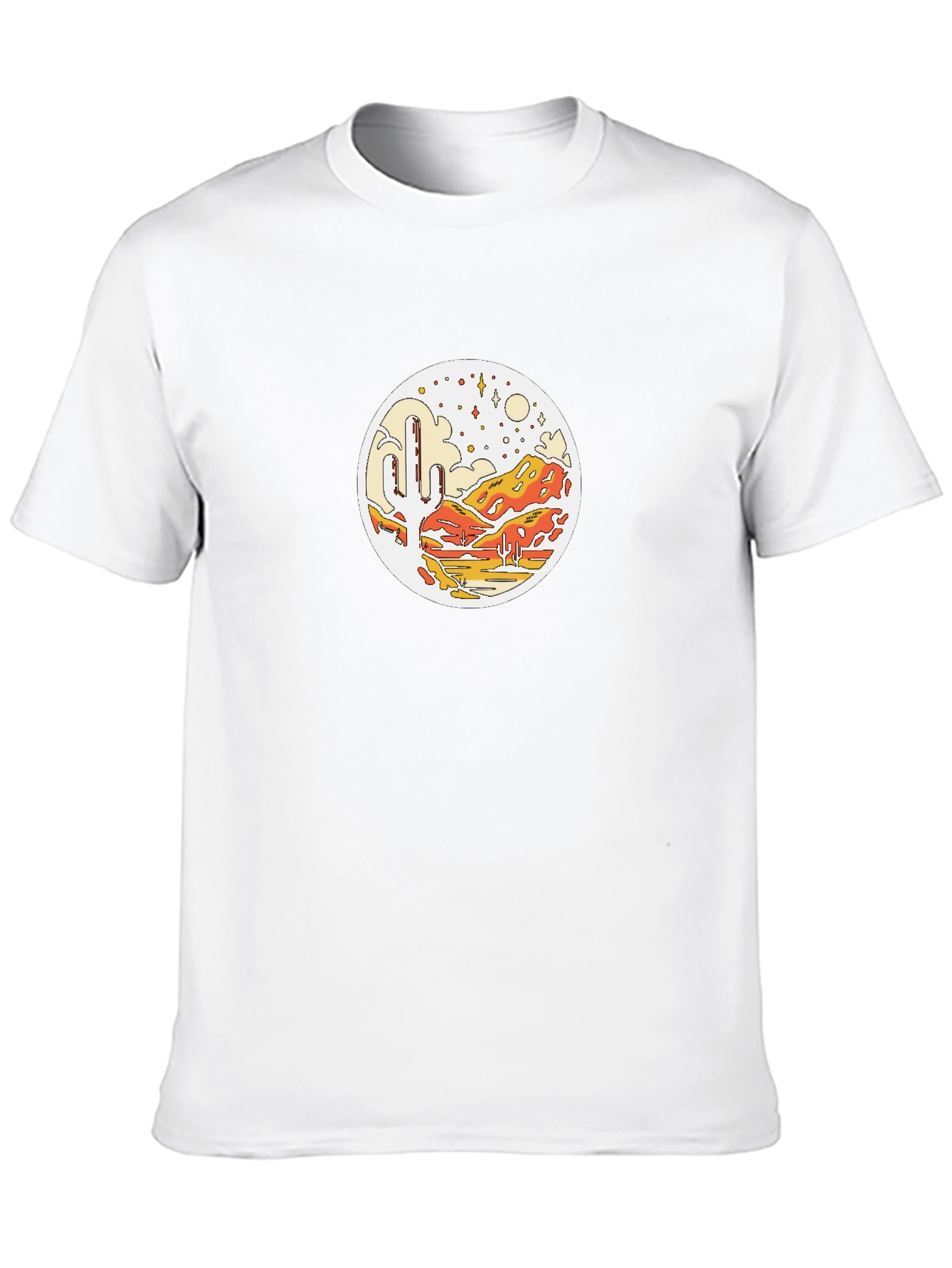 Desert Scene Graphic Tee - Black Cotton T-Shirt