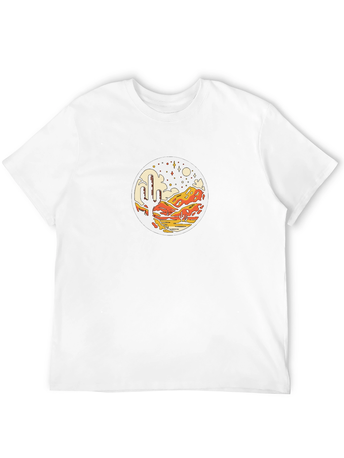 Desert Scene Graphic Tee - Black Cotton T-Shirt
