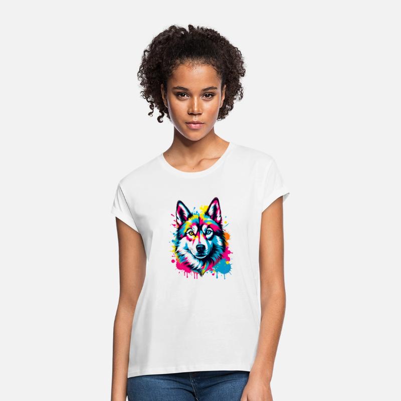 Vibrant Ink Splatter Husky Pop Art, Colorful