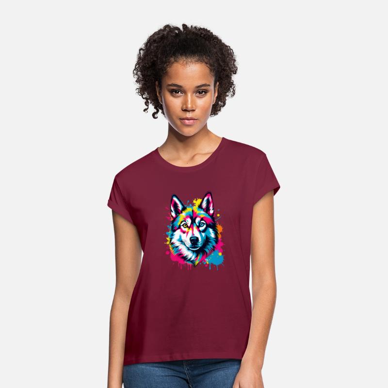 Vibrant Ink Splatter Husky Pop Art, Colorful