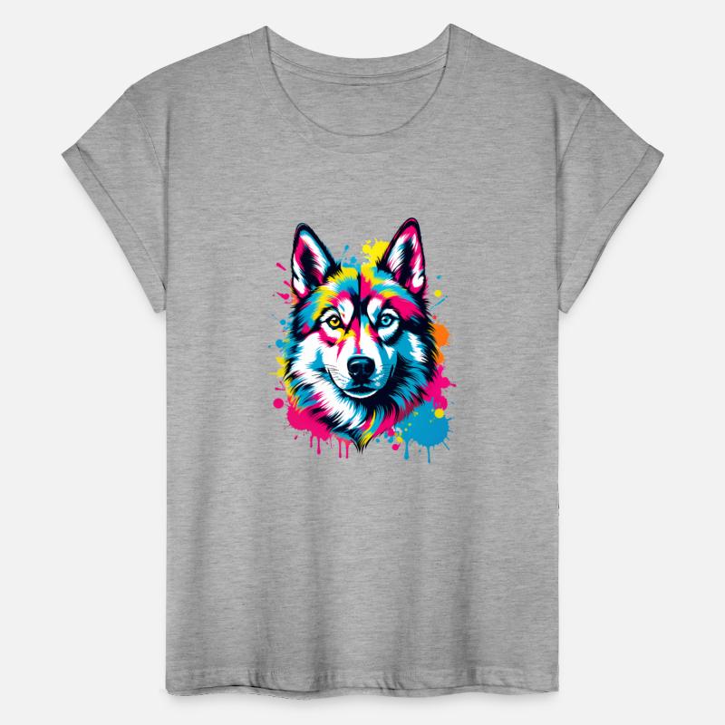 Vibrant Ink Splatter Husky Pop Art, Colorful