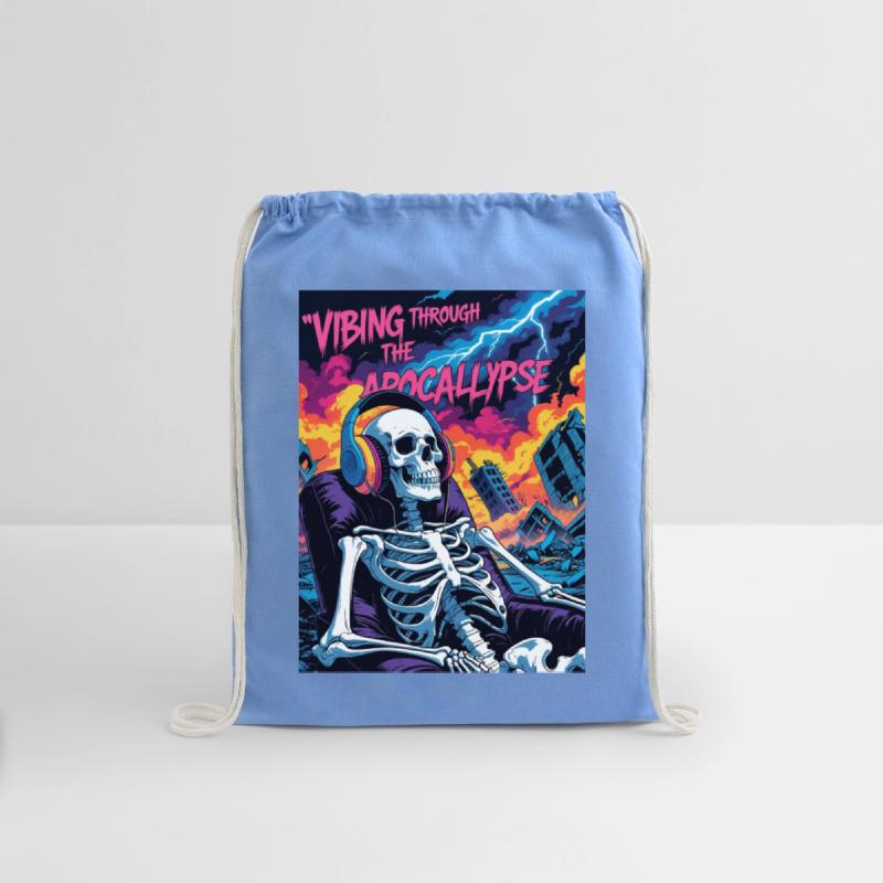 Vibrant Skeleton Amidst Stormy Apocalypse