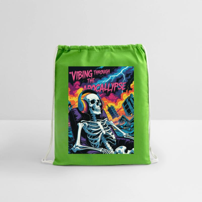 Vibrant Skeleton Amidst Stormy Apocalypse