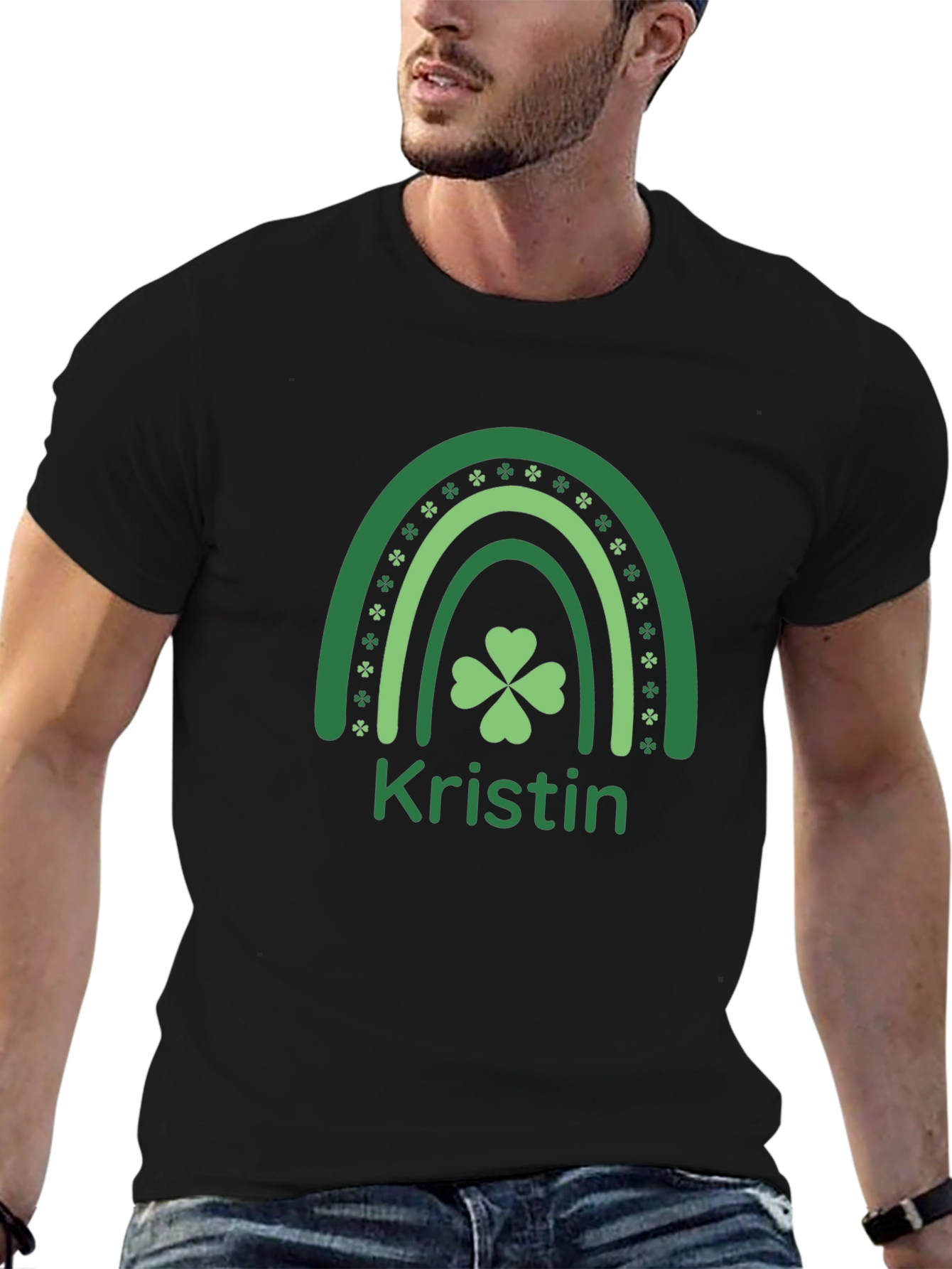St. Patricks Day Kristin Rainbow Clover T-Shirt