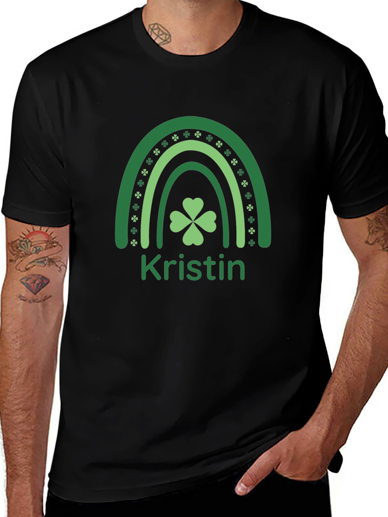 St. Patricks Day Kristin Rainbow Clover T-Shirt