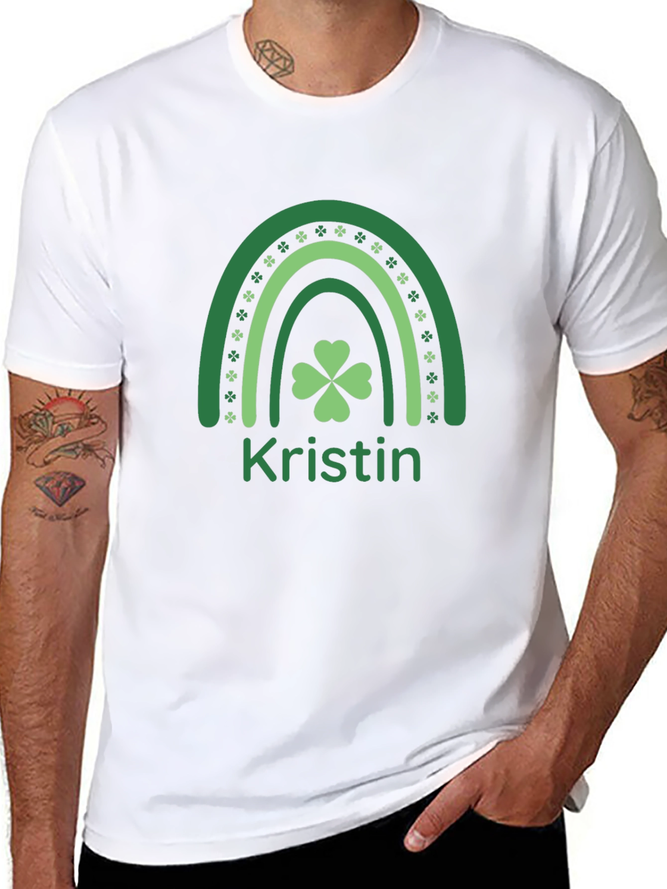 St. Patricks Day Kristin Rainbow Clover T-Shirt