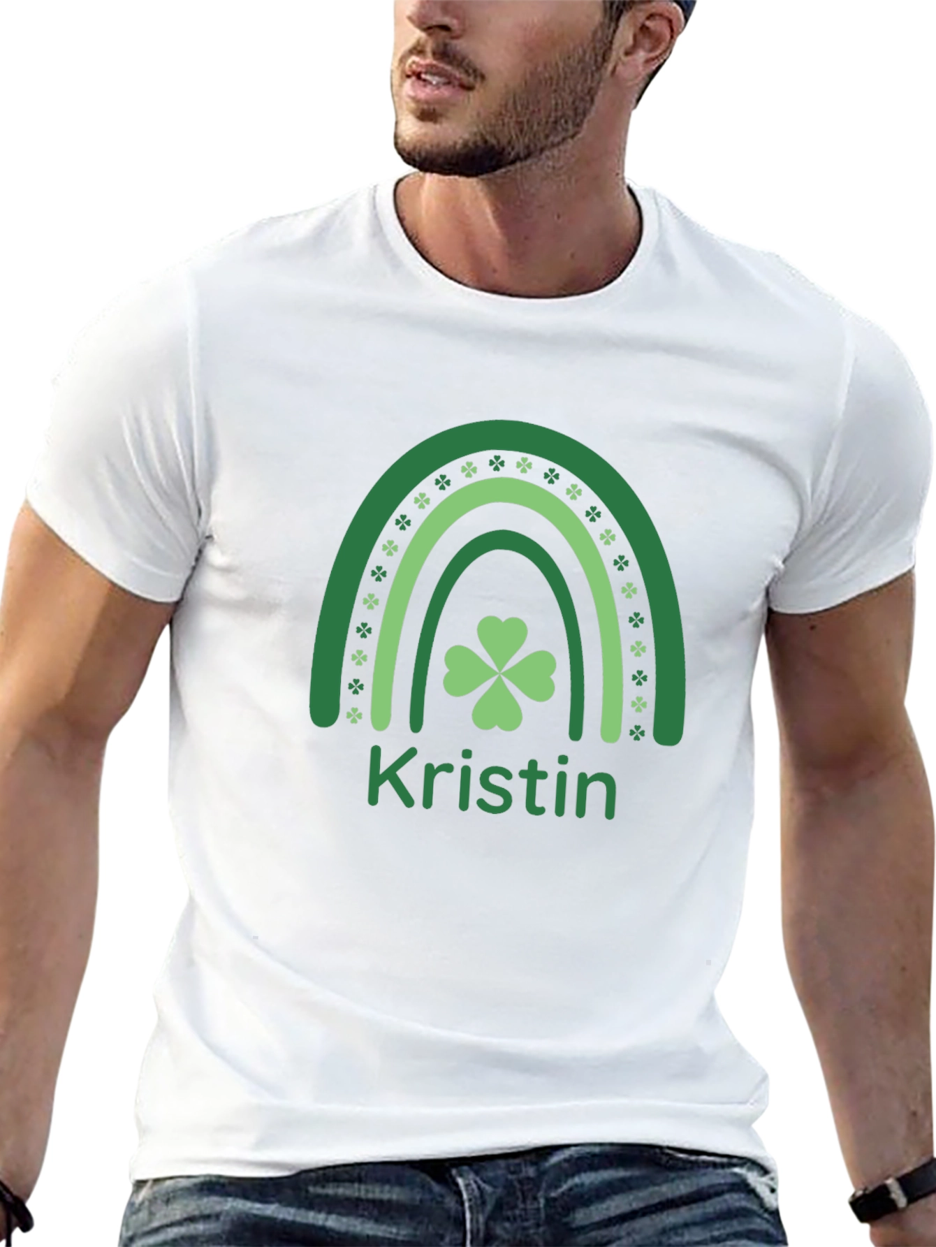 St. Patricks Day Kristin Rainbow Clover T-Shirt