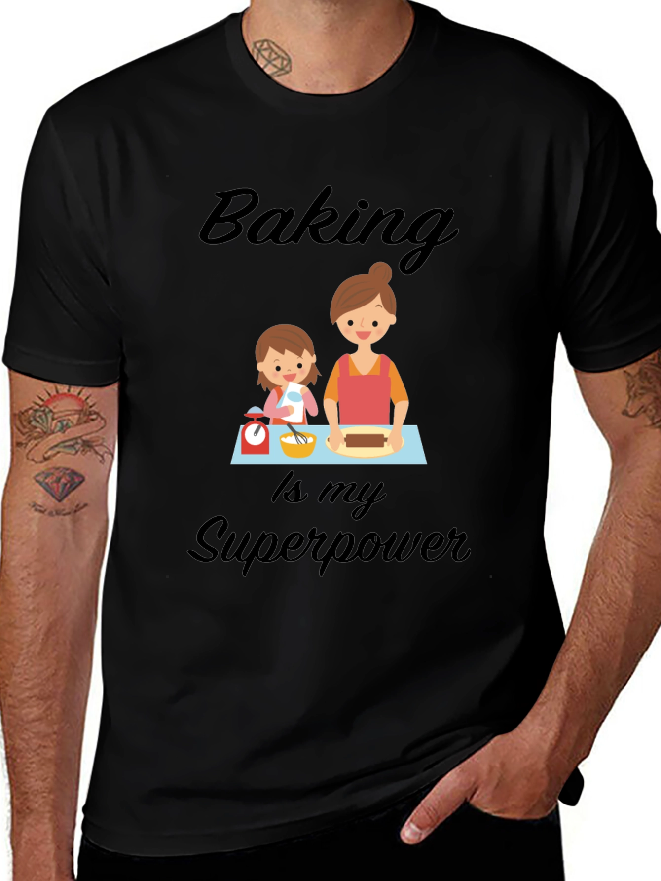 Baking is My Superpower Black T-Shirt