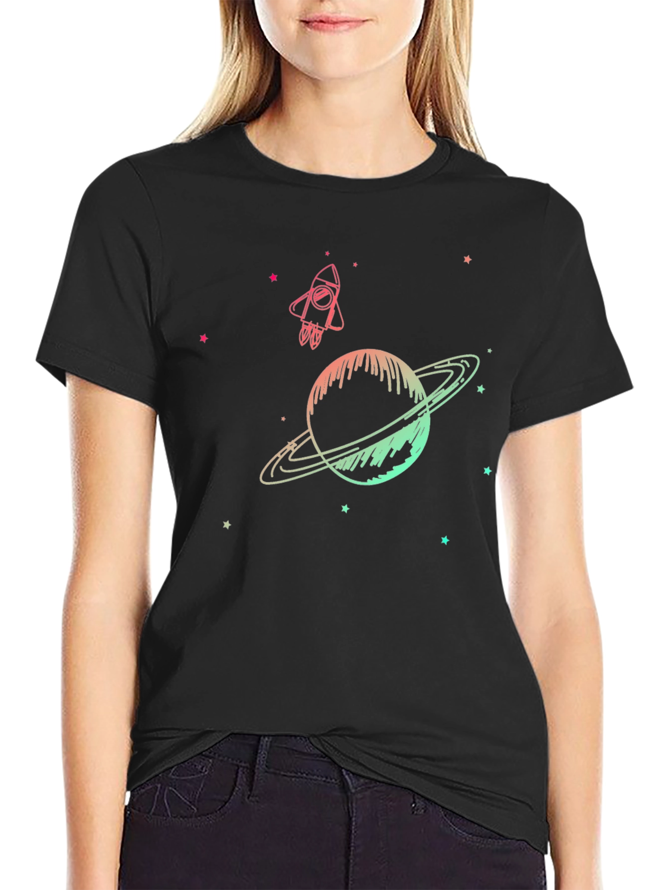 Space Dreams T-Shirt - Galaxy & Rocket Design