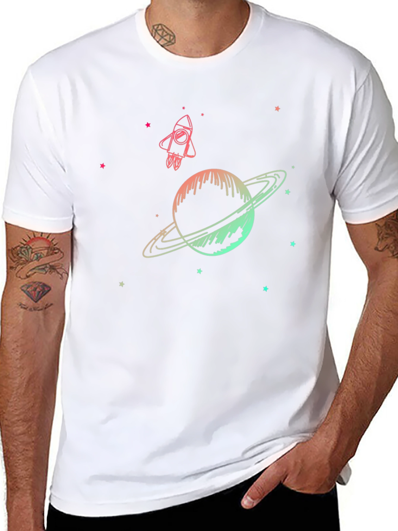 Space Dreams T-Shirt - Galaxy & Rocket Design