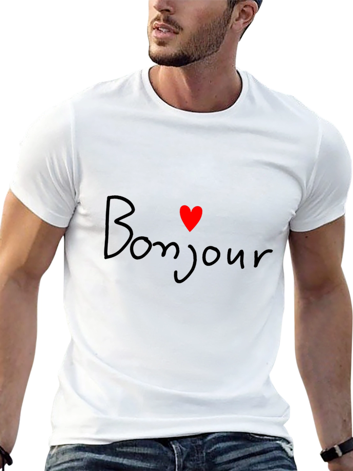 Bonjour Heart Graphic T-Shirt