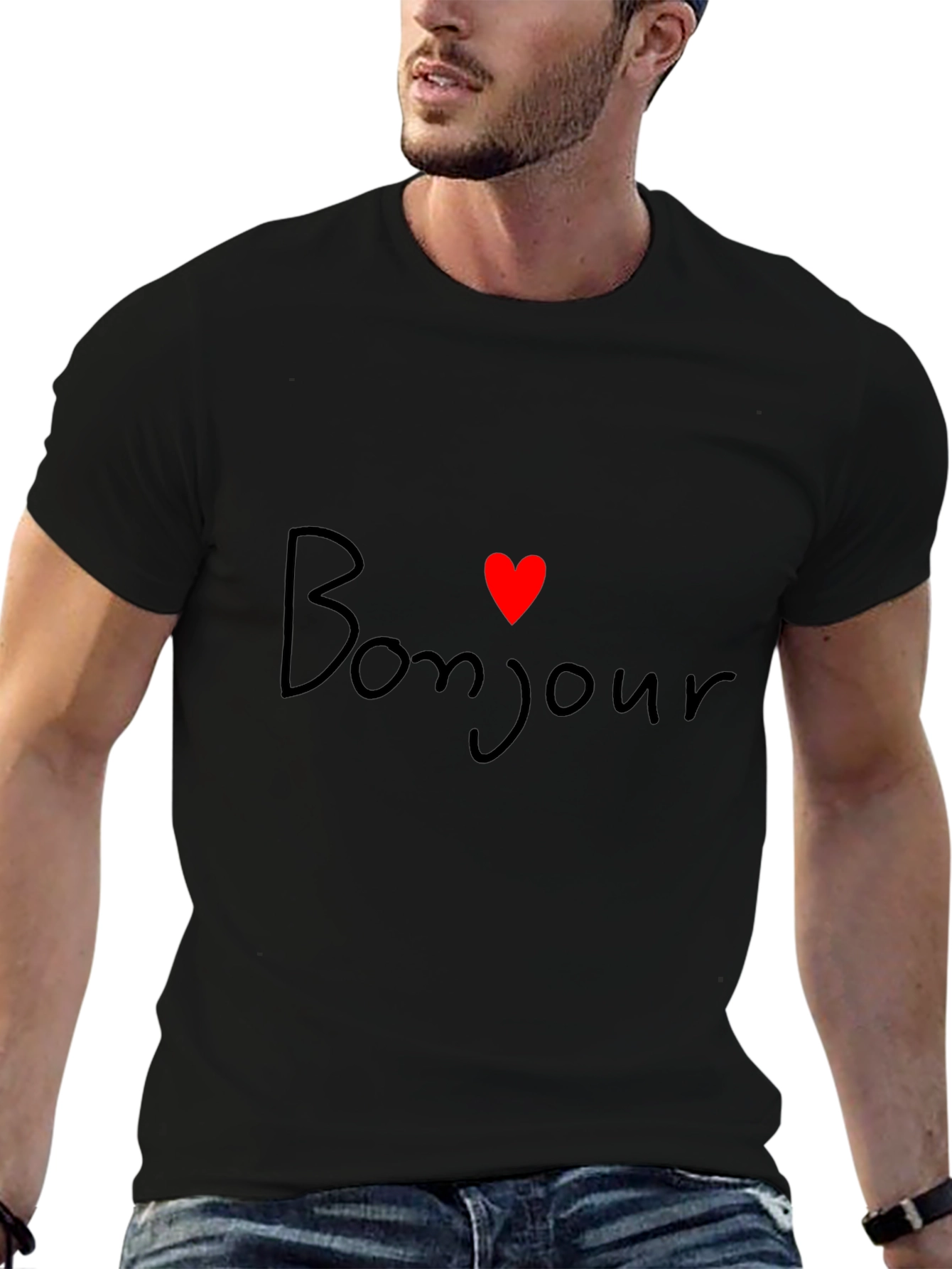 Bonjour Heart Graphic T-Shirt