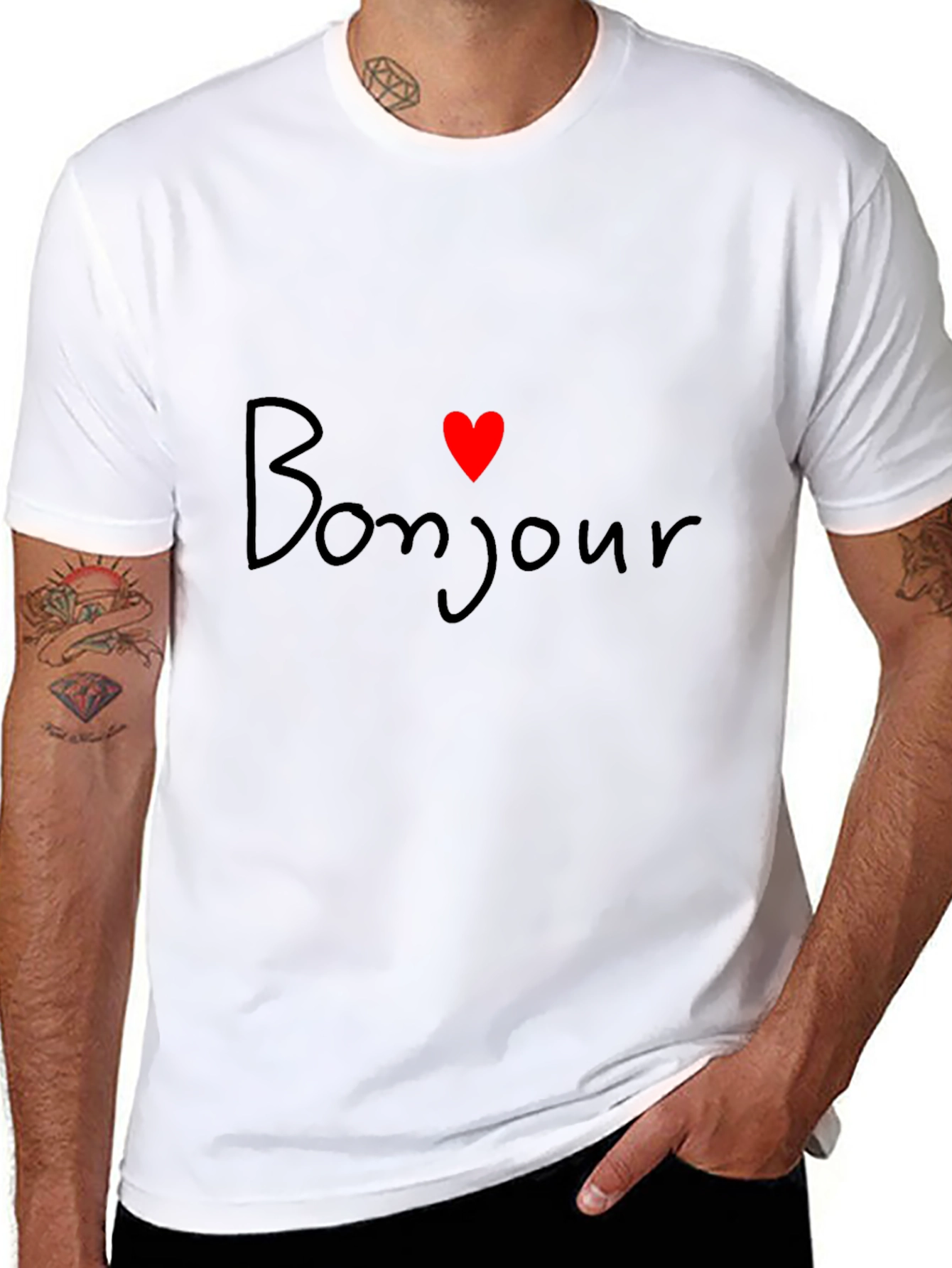 Bonjour Heart Graphic T-Shirt