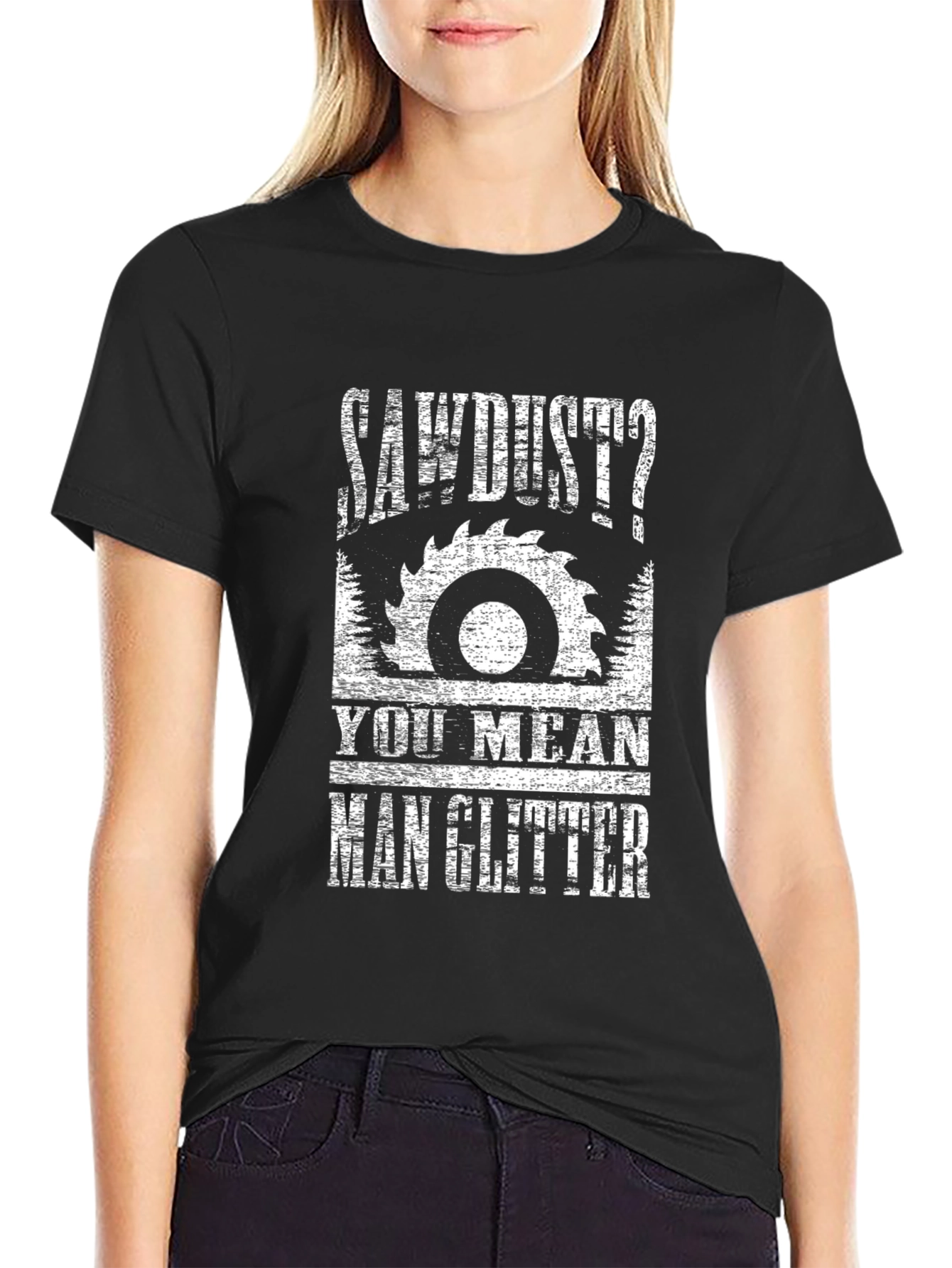 Sawdust Man Glitter Graphic Tee - Black
