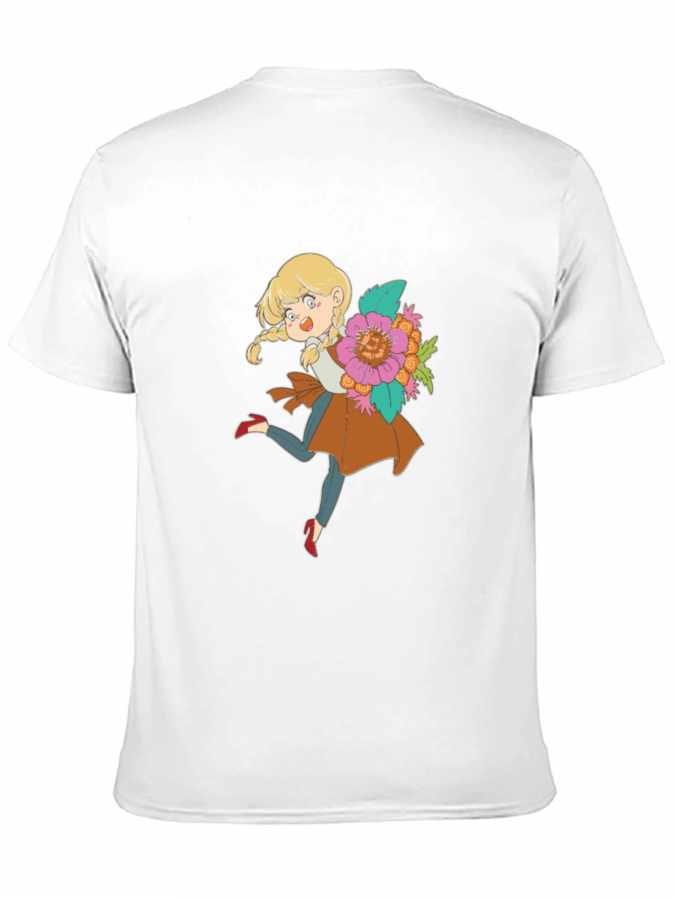 Floral Girl Cartoon Graphic Tee