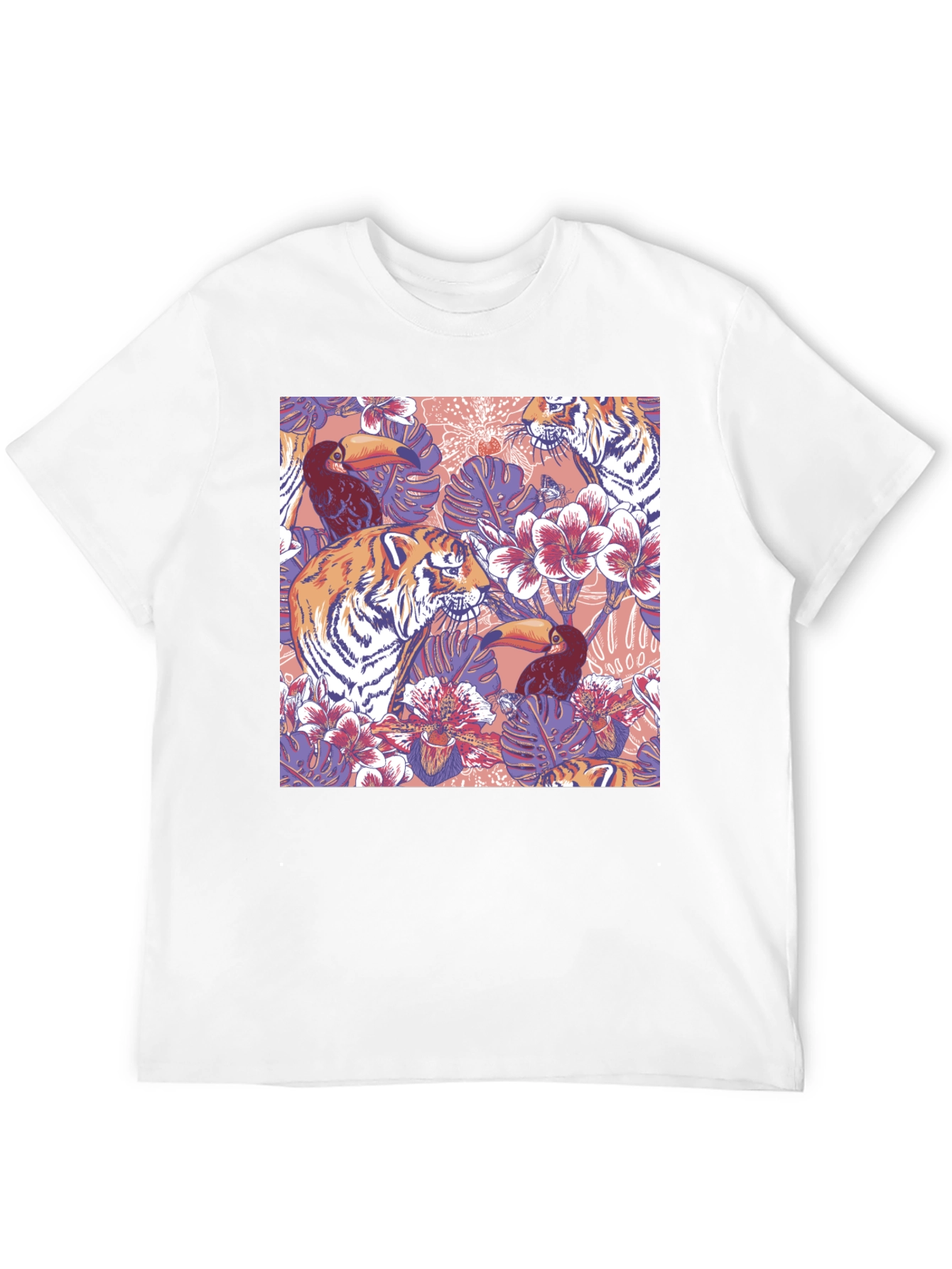Tropical Tiger Toucan Black T-Shirt