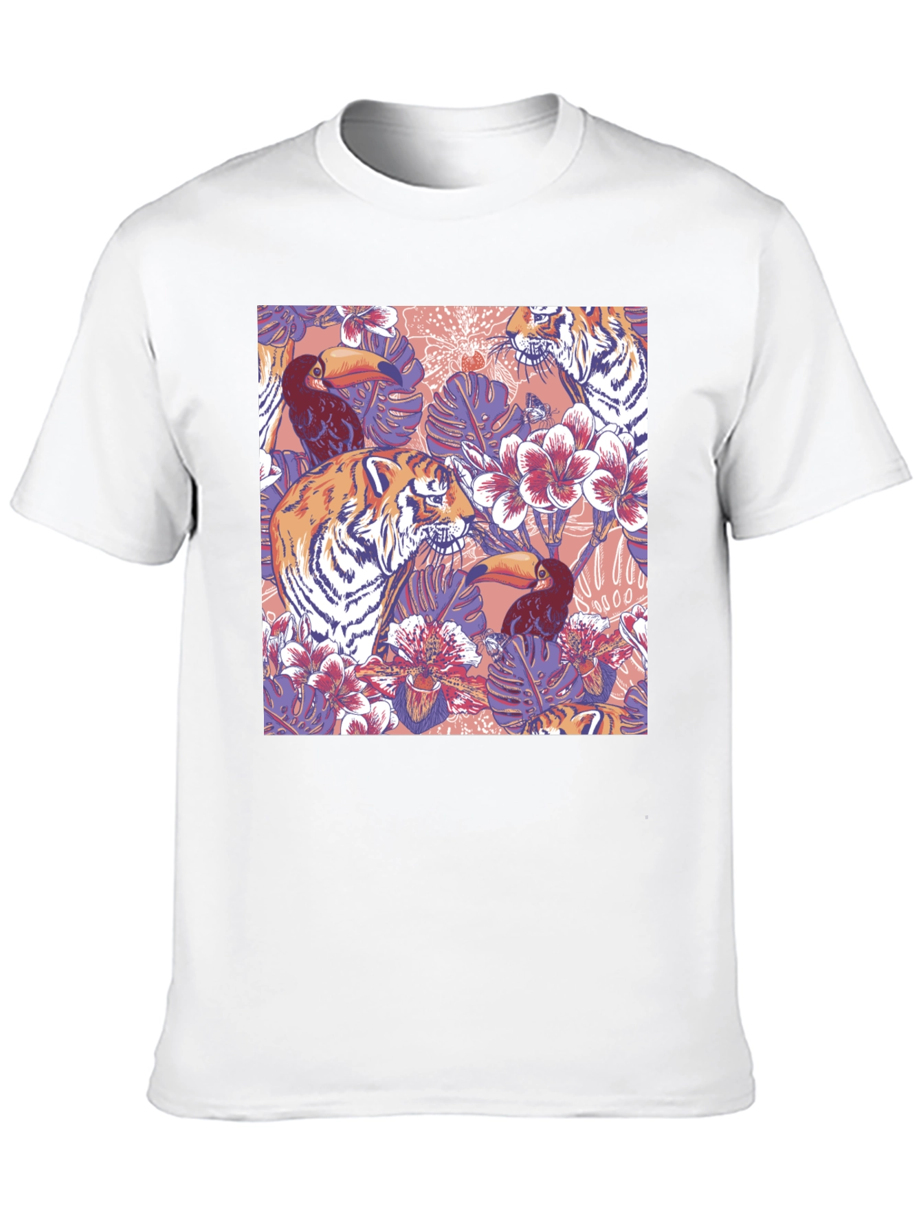 Tropical Tiger Toucan Black T-Shirt