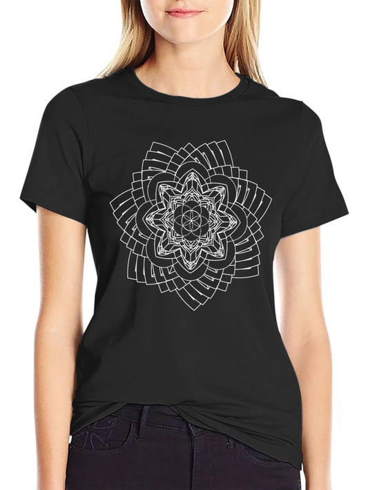 Geometric Flower Black Tee