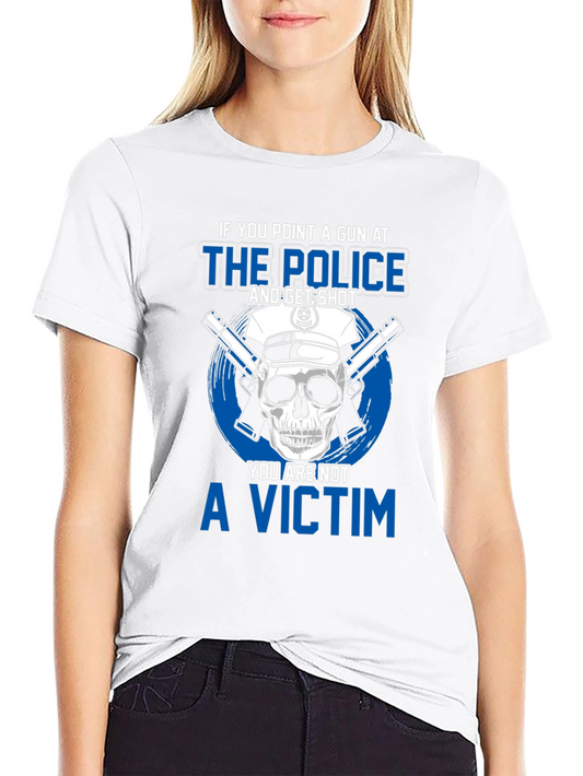 Police Skull T-Shirt - Point a Gun Not a Victim