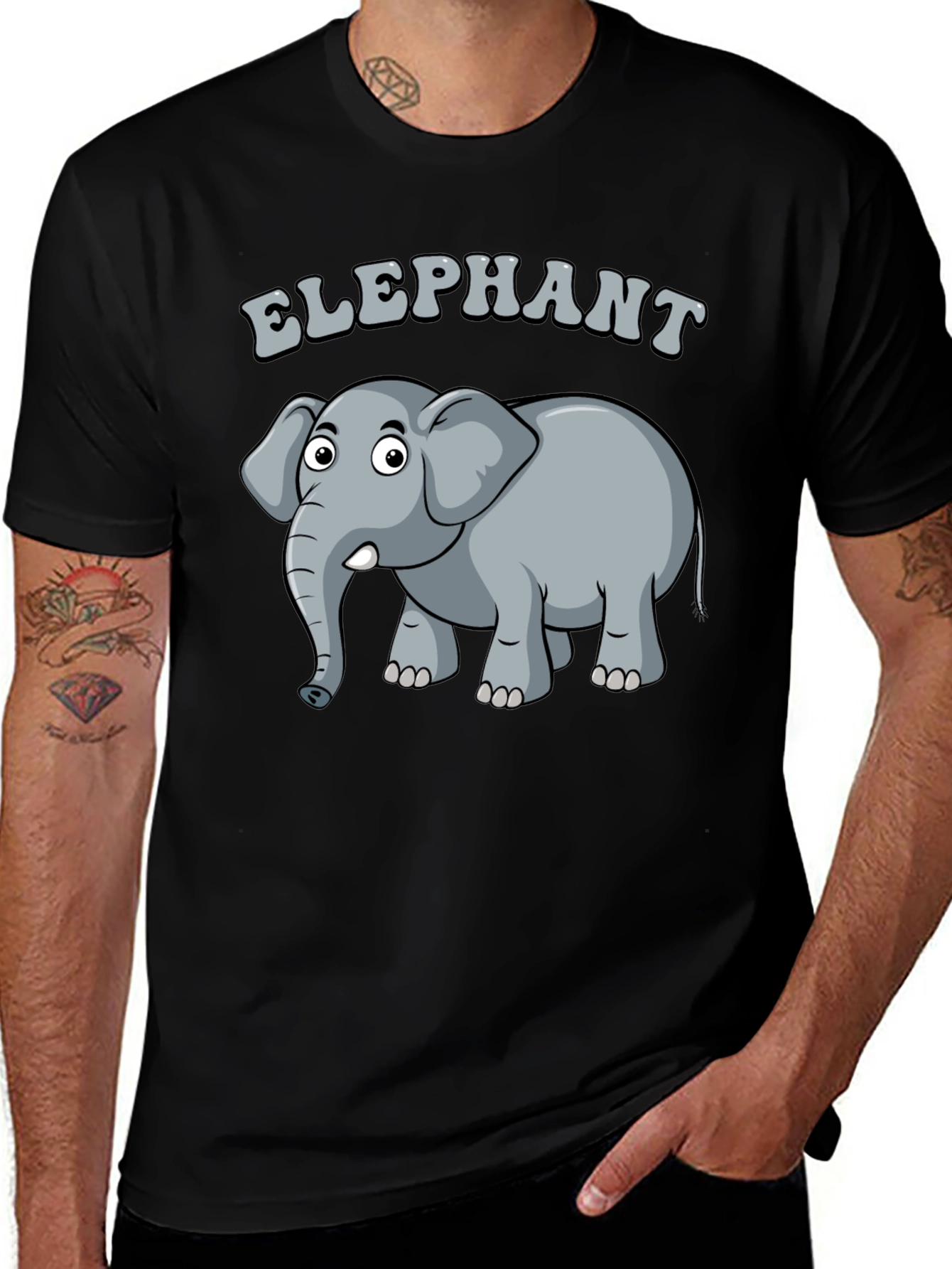Elephant Graphic Tee - Cartoon Animal Design