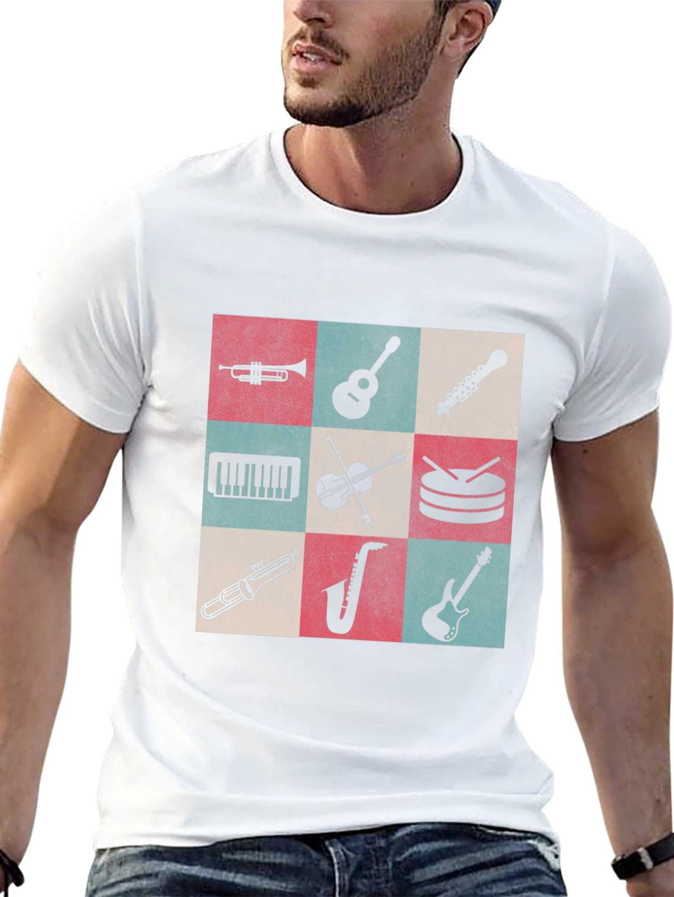 Musical Instruments Graphic Tee - Black Cotton Blend
