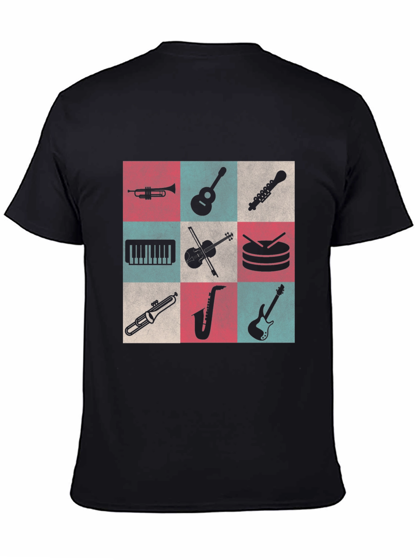 Musical Instruments Graphic Tee - Black Cotton Blend