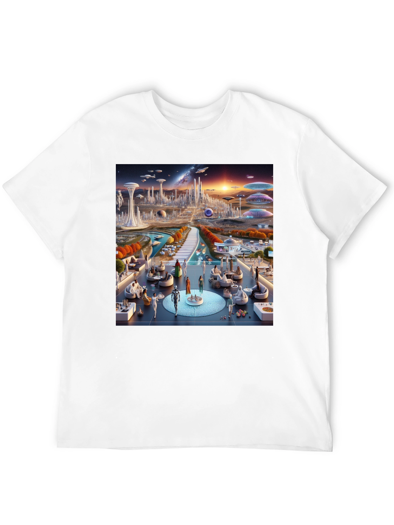 Futuristic Cityscape Graphic Tee - Sci-Fi Style