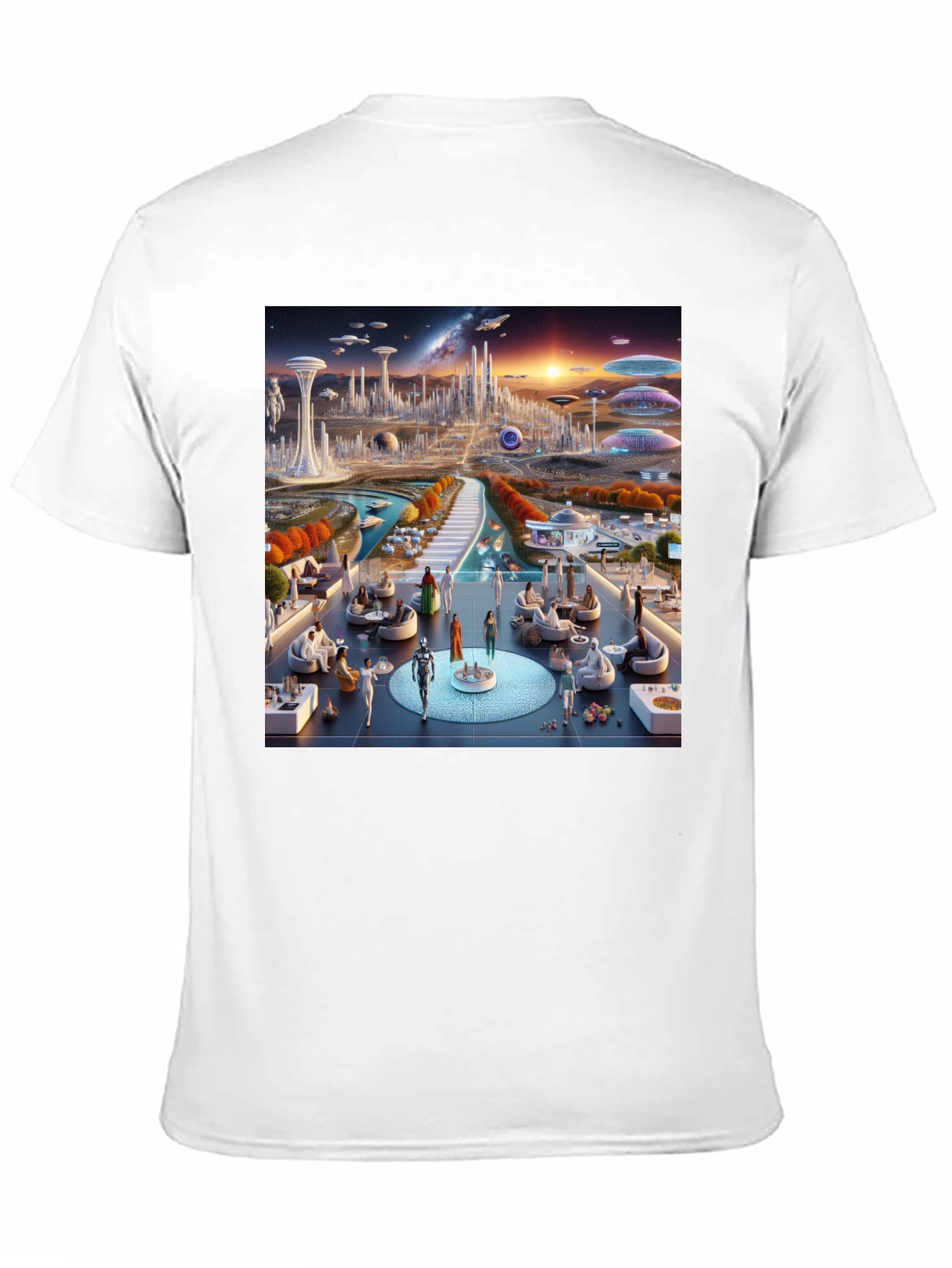 Futuristic Cityscape Graphic Tee - Sci-Fi Style