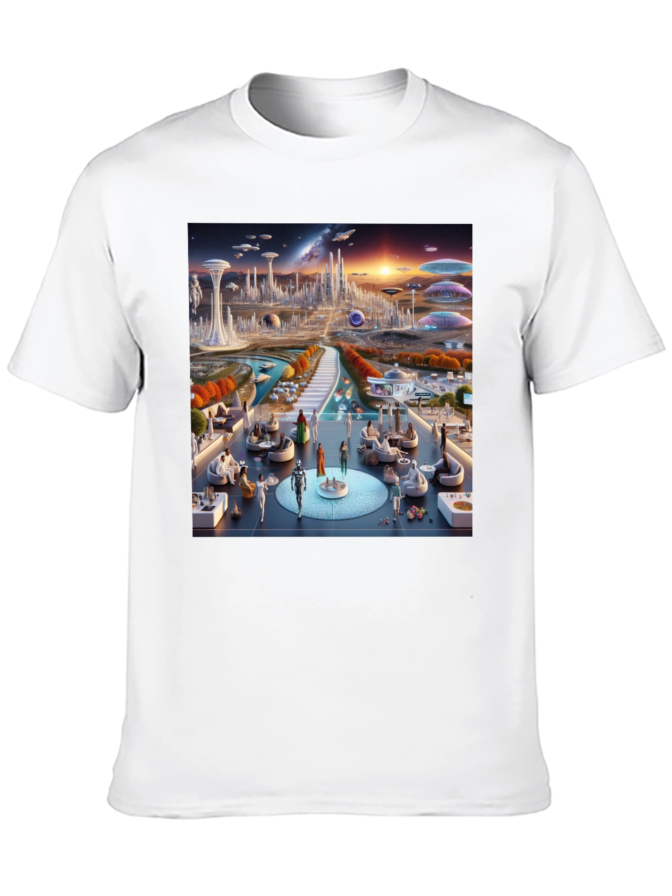 Futuristic Cityscape Graphic Tee - Sci-Fi Style
