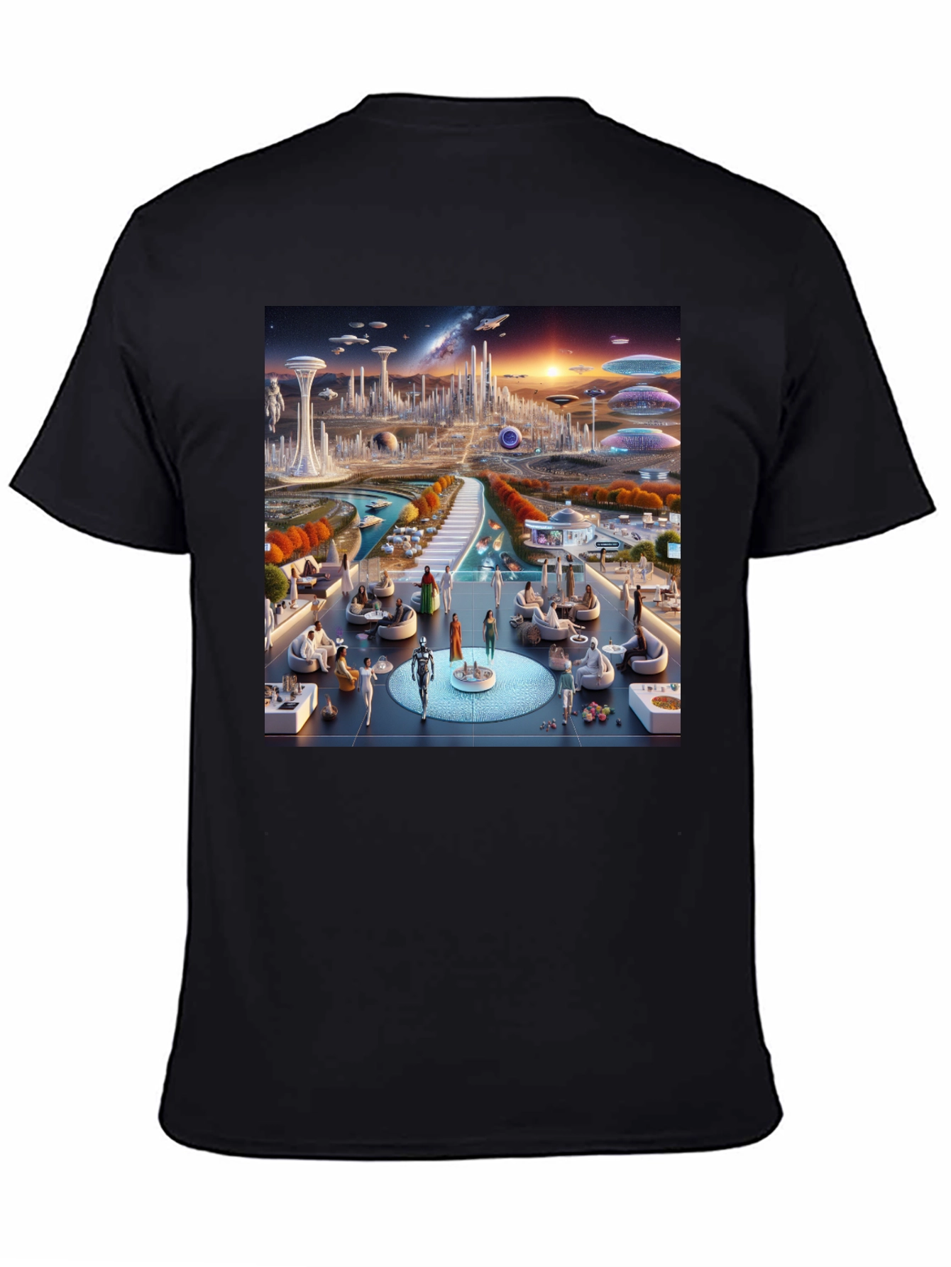 Futuristic Cityscape Graphic Tee - Sci-Fi Style