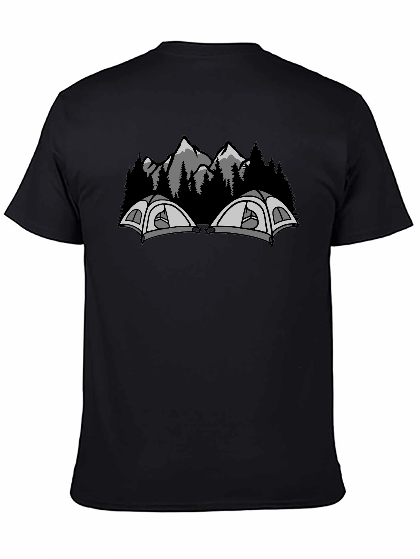 Camping Tents and Mountain Graphic Tee