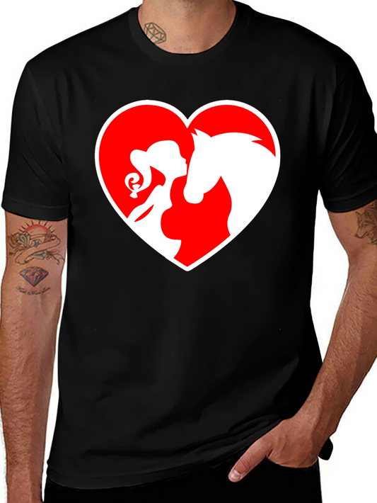 Girl & Horse Love Heart Tee - Stylish Graphic T-Shirt