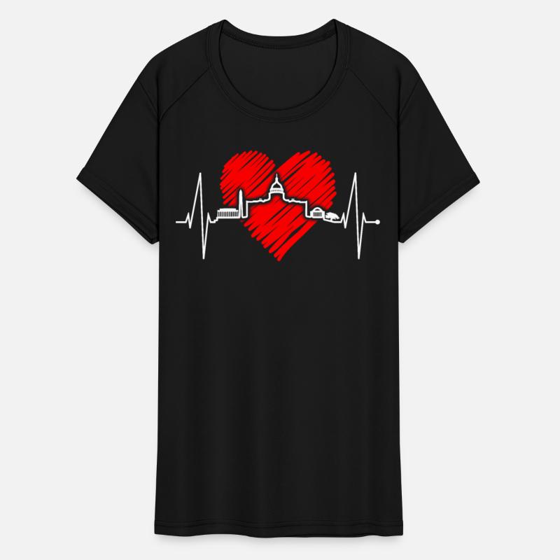 Washington Skyline Heartbeat US Flag Heart Love DC