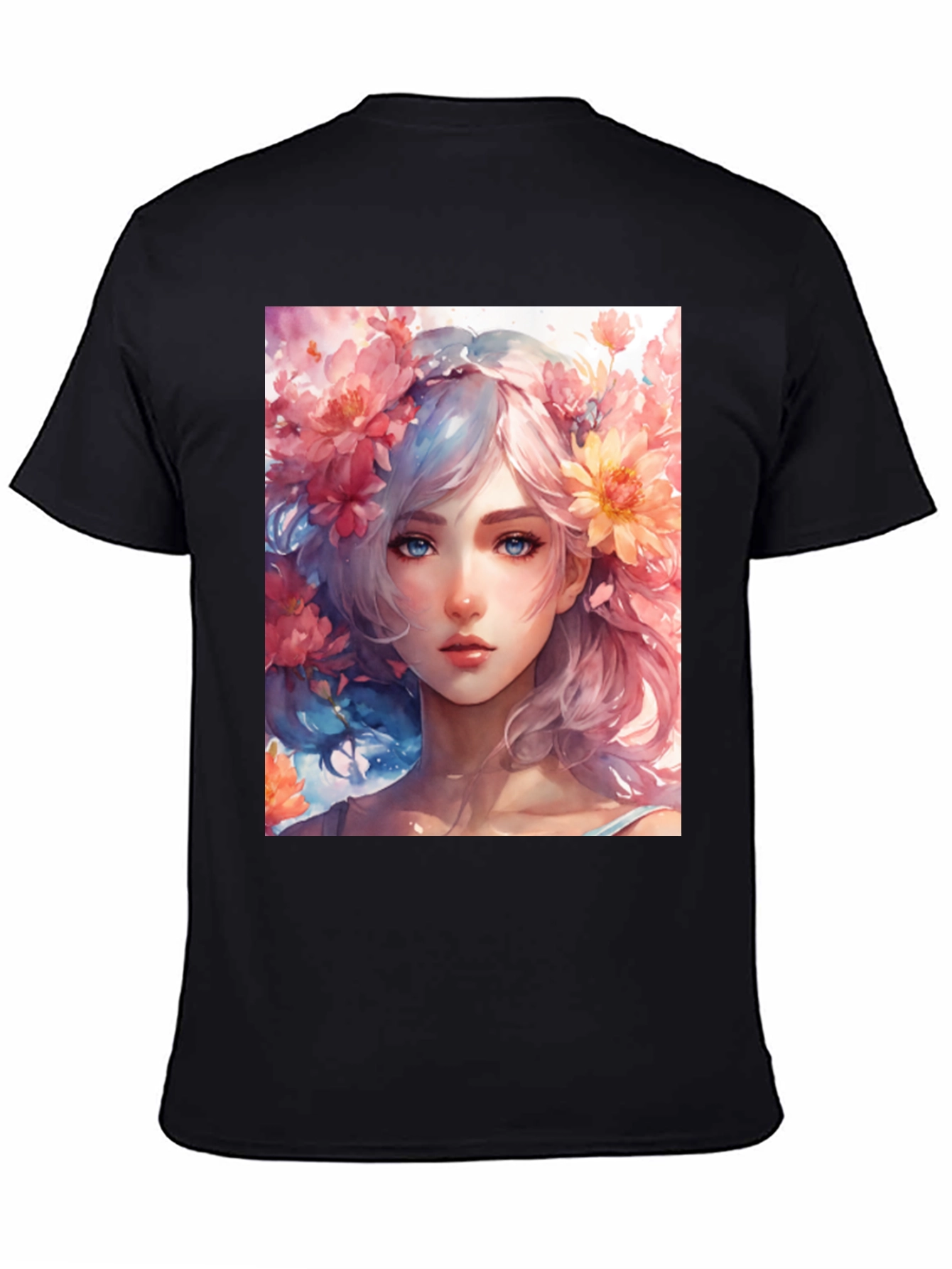 Floral Girl Graphic Tee - Artistic Style