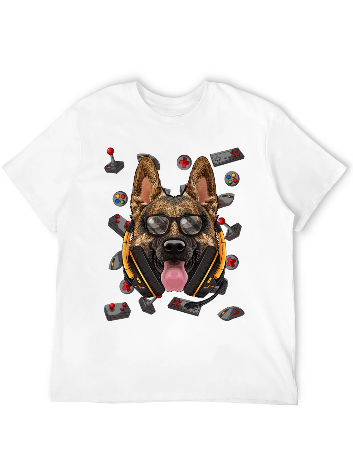 Gamer Dog T-Shirt - German Shepherd Headset Design