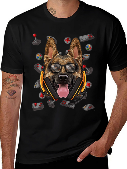 Gamer Dog T-Shirt - German Shepherd Headset Design
