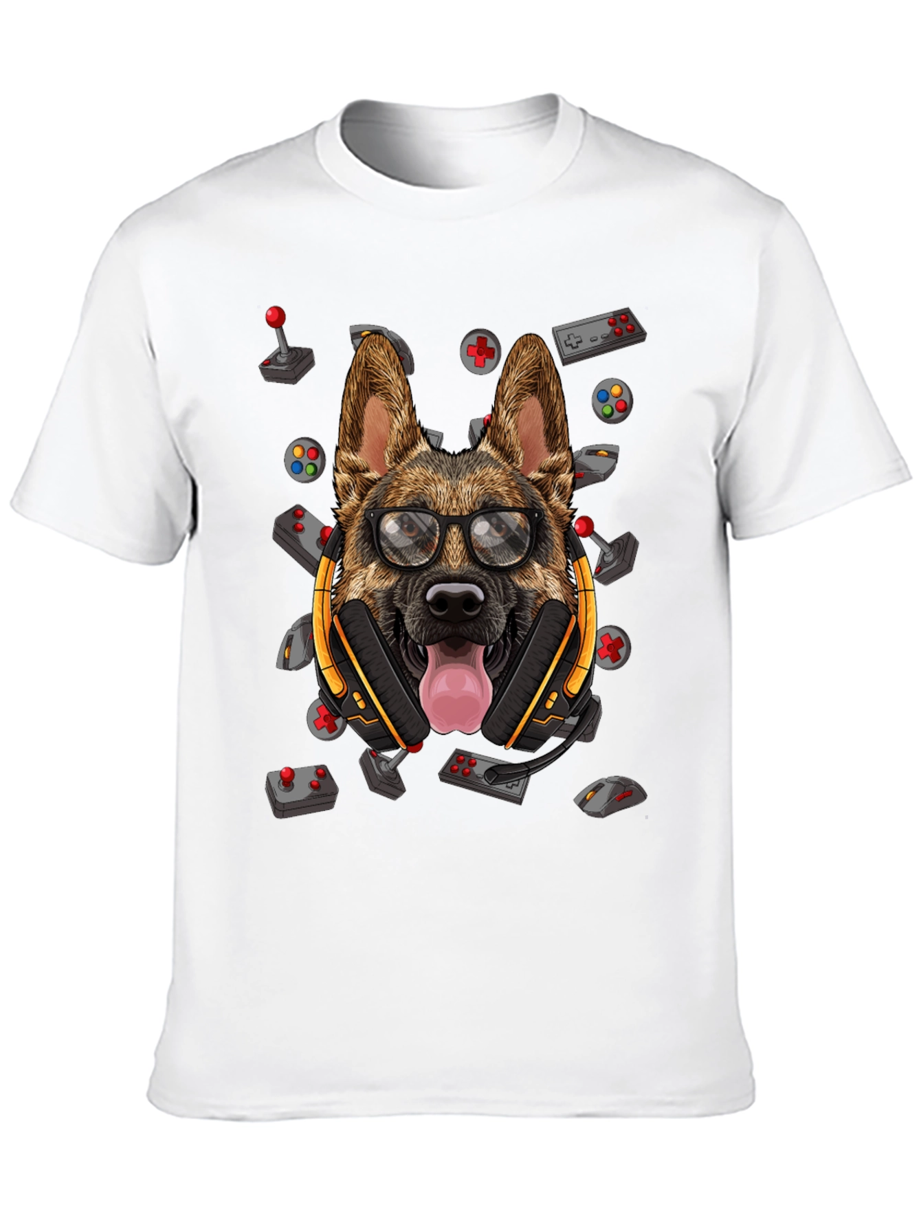 Gamer Dog T-Shirt - German Shepherd Headset Design