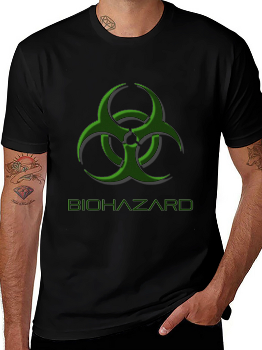 Biohazard Symbol Graphic Tee - Caution Black T-Shirt
