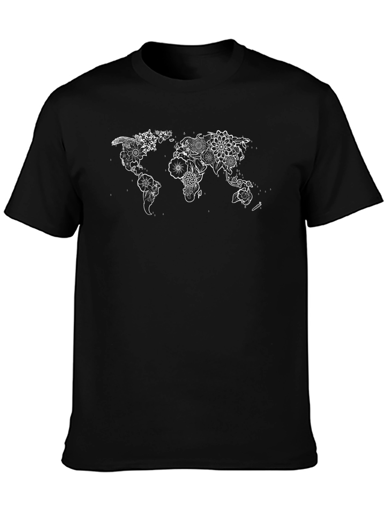 Floral World Map Graphic T-Shirt