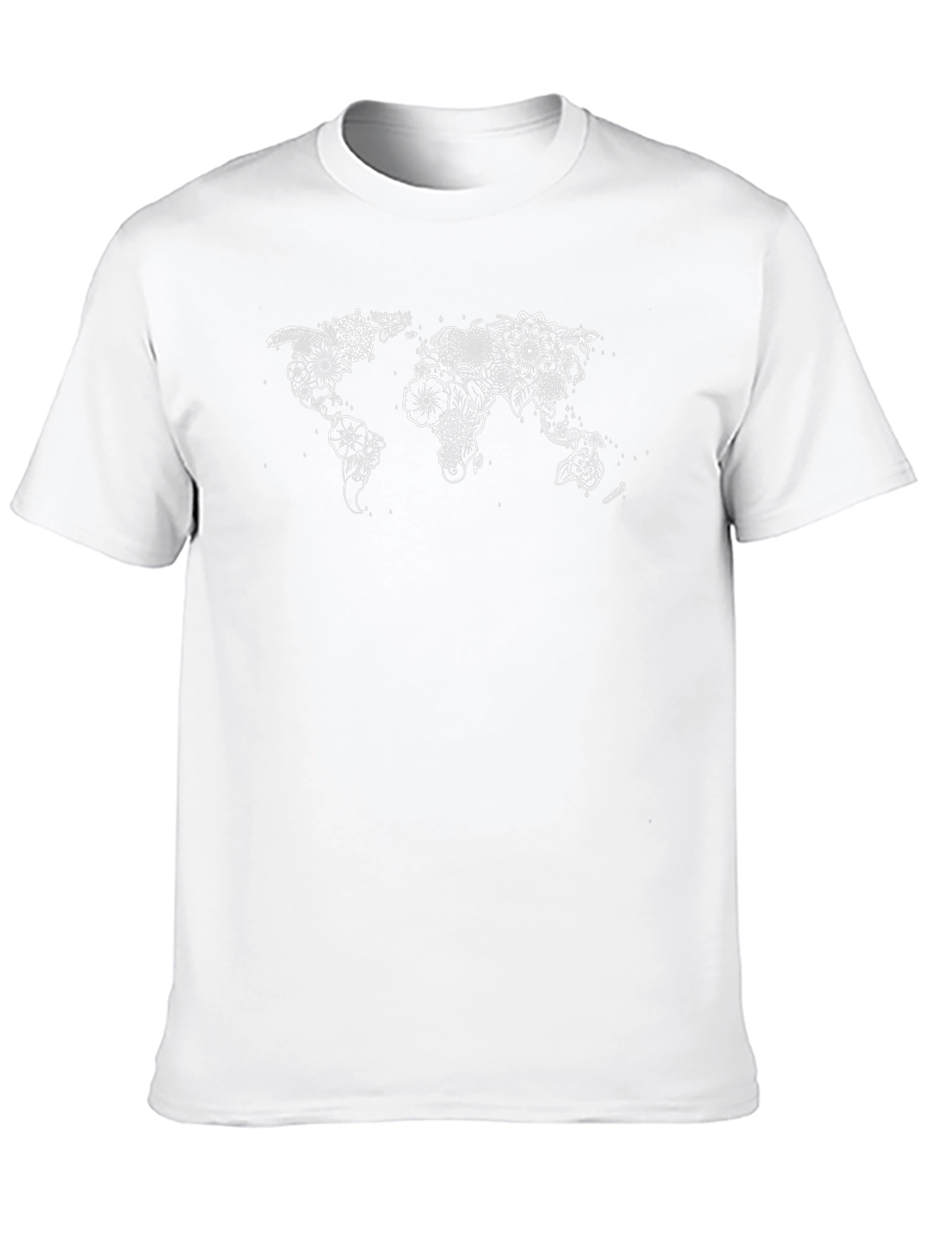 Floral World Map Graphic T-Shirt