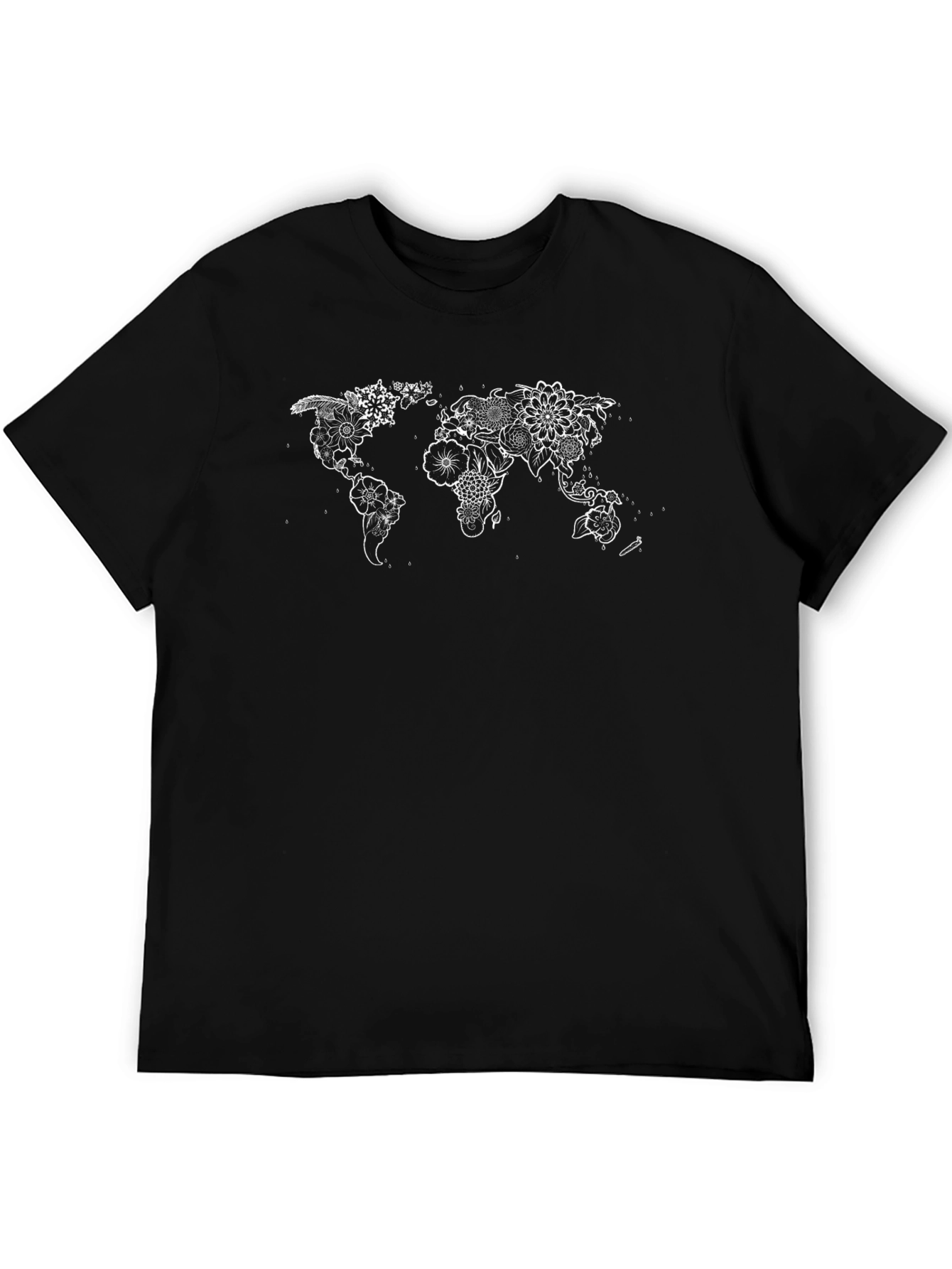 Floral World Map Graphic T-Shirt