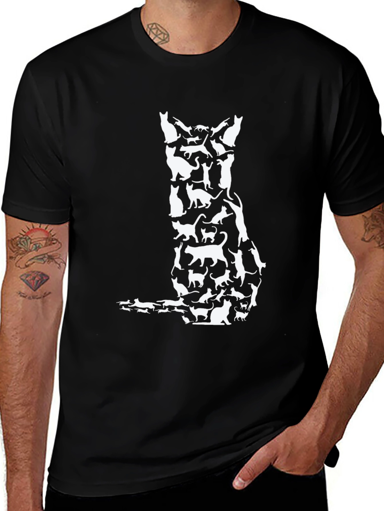 Cat Silhouette T-Shirt - Unique Feline Design