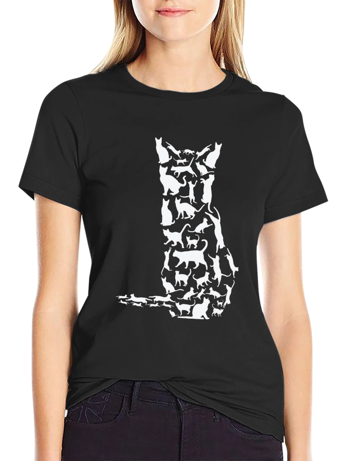 Cat Silhouette T-Shirt - Unique Feline Design