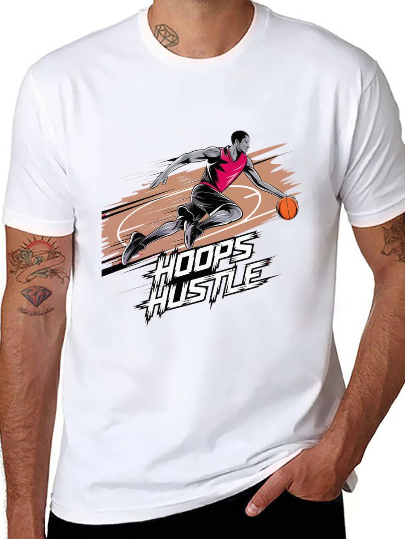 Hoops Hustle Graphic T-Shirt - Stylish Basketball Tee